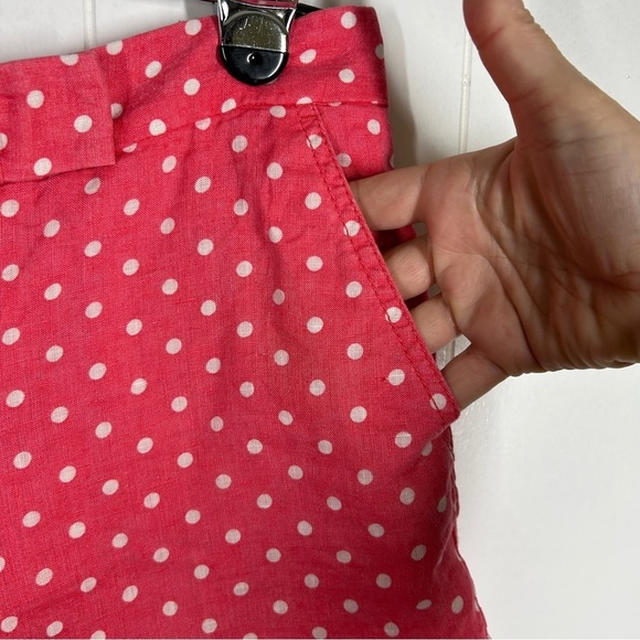 J Crew Pink and White Polka Dot Barbiecore Linen & Cotton Blend Shorts Size 2 - Picture 3 of 7